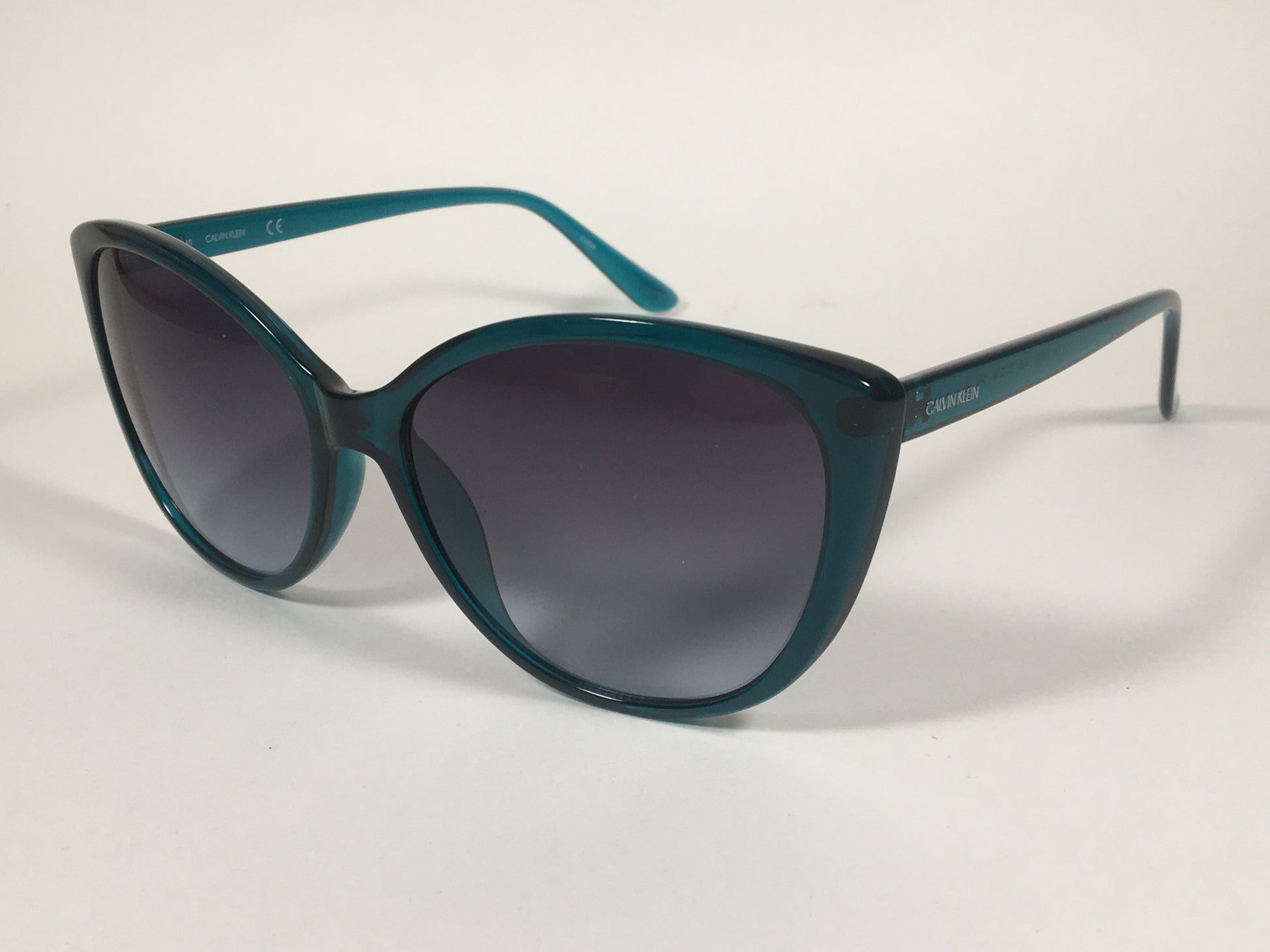 Calvin Klein Cat Eye Sunglasses CK19543S 430 Teal Green Blue With Gray Smoke Lens - Sunglasses