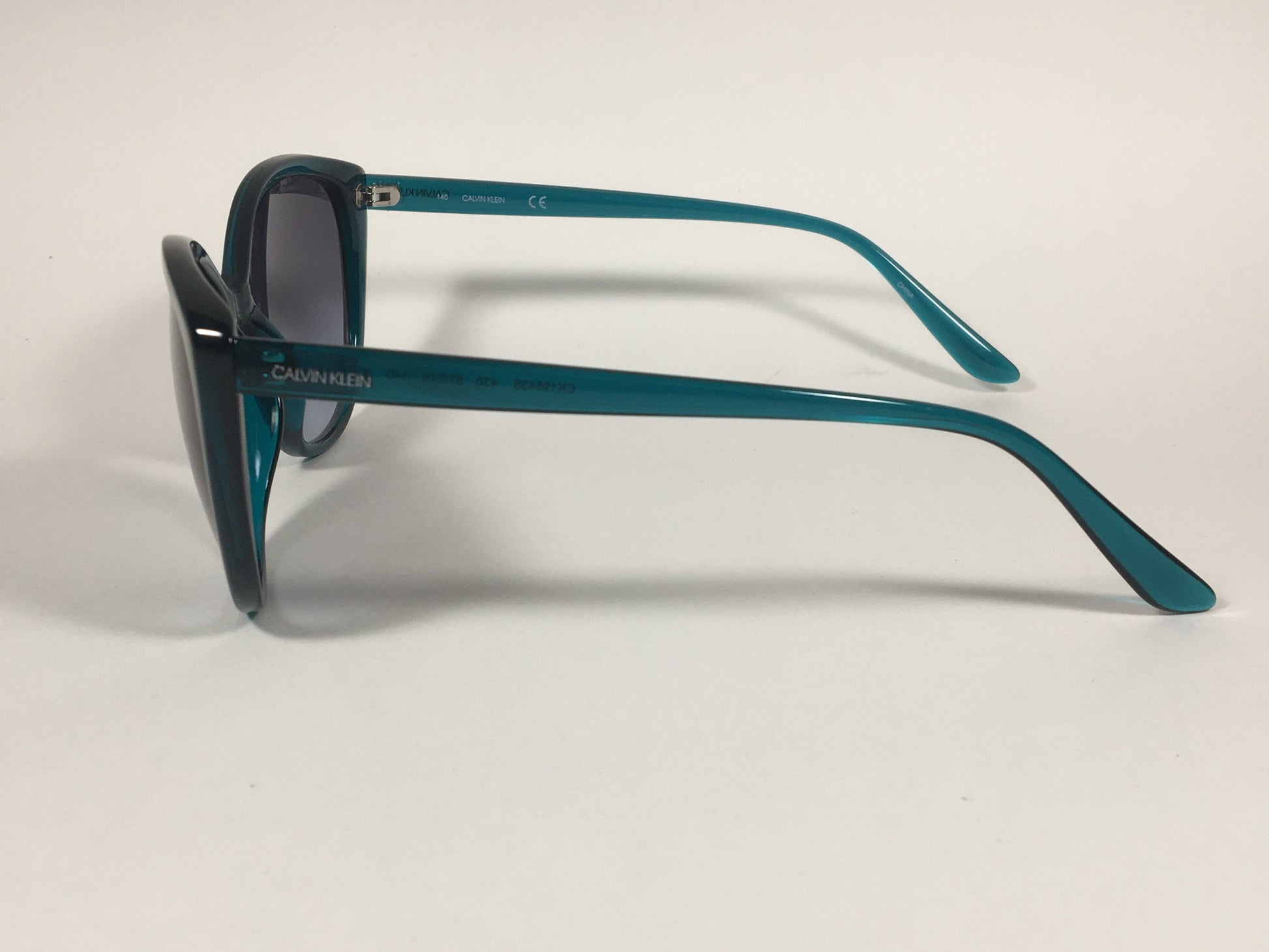 Calvin Klein Cat Eye Sunglasses CK19543S 430 Teal Green Blue With Gray Smoke Lens - Sunglasses