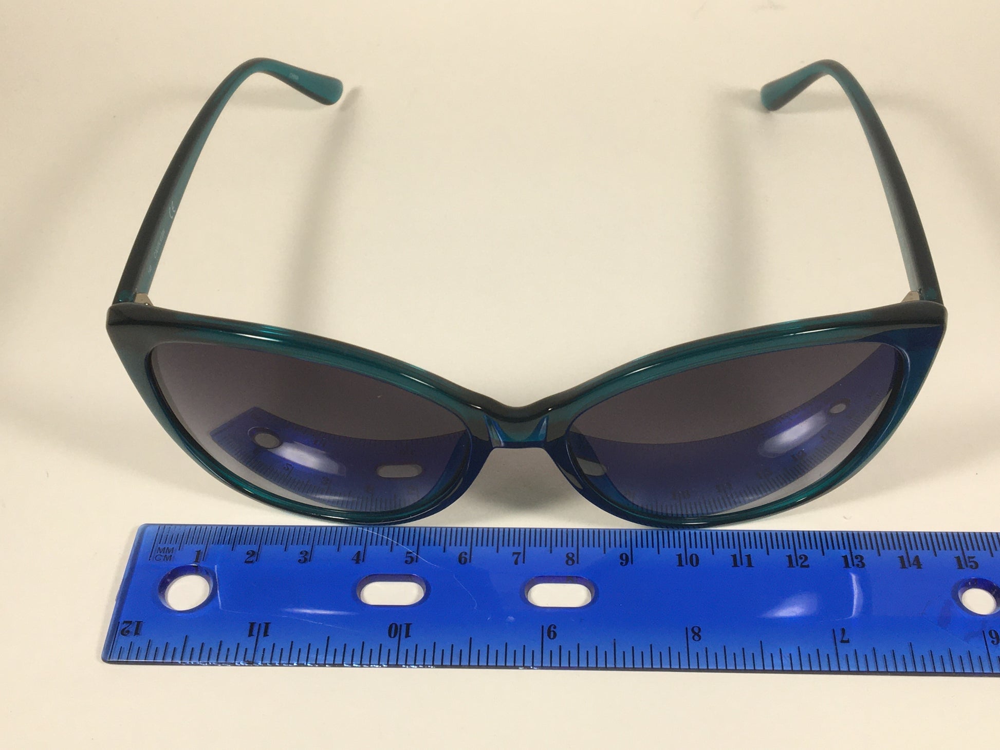 Calvin Klein Cat Eye Sunglasses CK19543S 430 Teal Green Blue With Gray Smoke Lens - Sunglasses