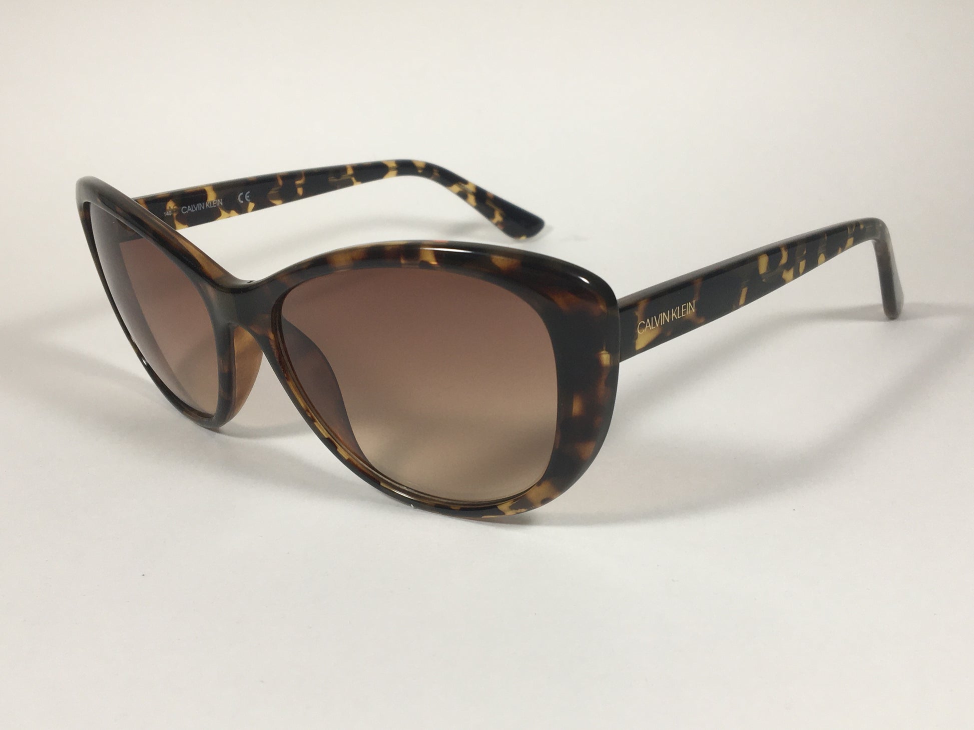 Calvin Klein Cat Eye Sunglasses CK19560S 235 Brown Tortoise Frame Brown Gradient Lens - Sunglasses