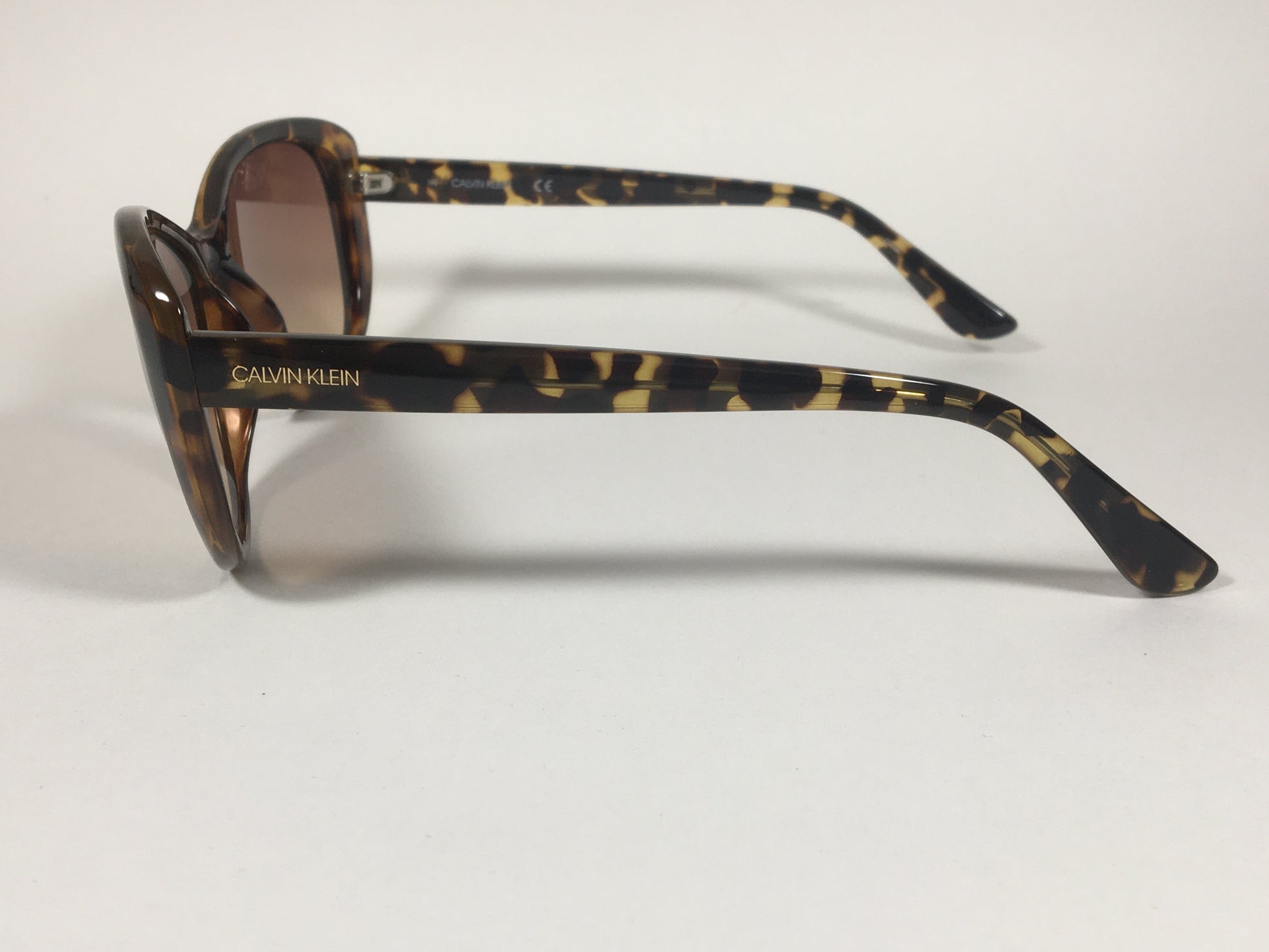 Calvin Klein Cat Eye Sunglasses CK19560S 235 Brown Tortoise Frame Brown Gradient Lens - Sunglasses