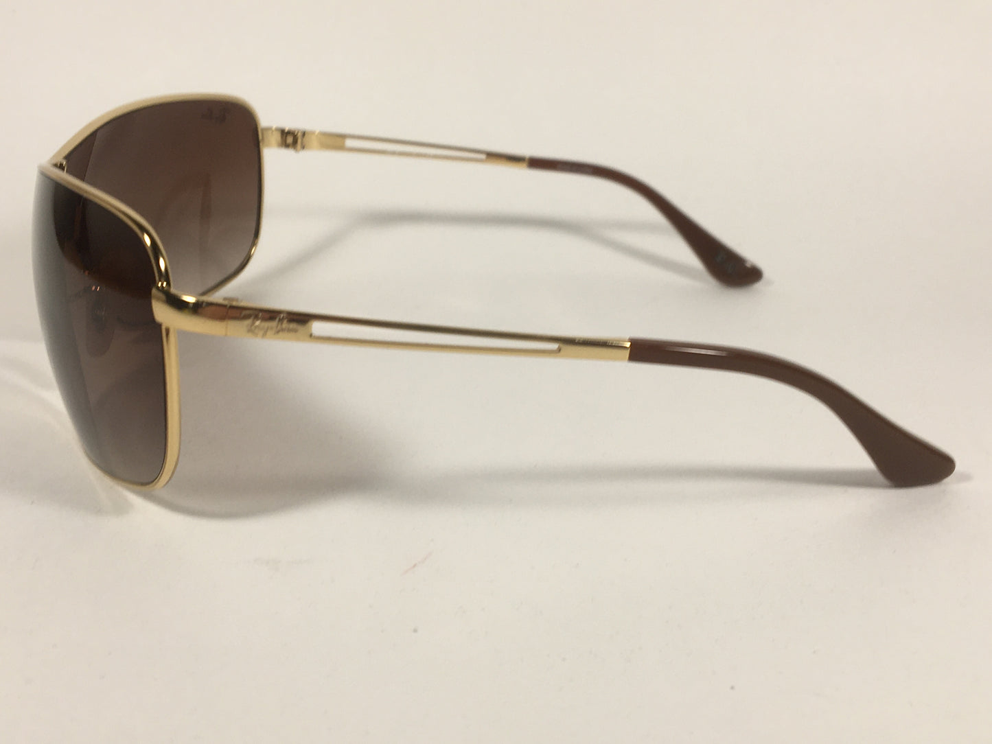 Ray-Ban RB3466 001/13 Shield Sunglasses Gold Metal Frame Brown Gradient Lens - Sunglasses