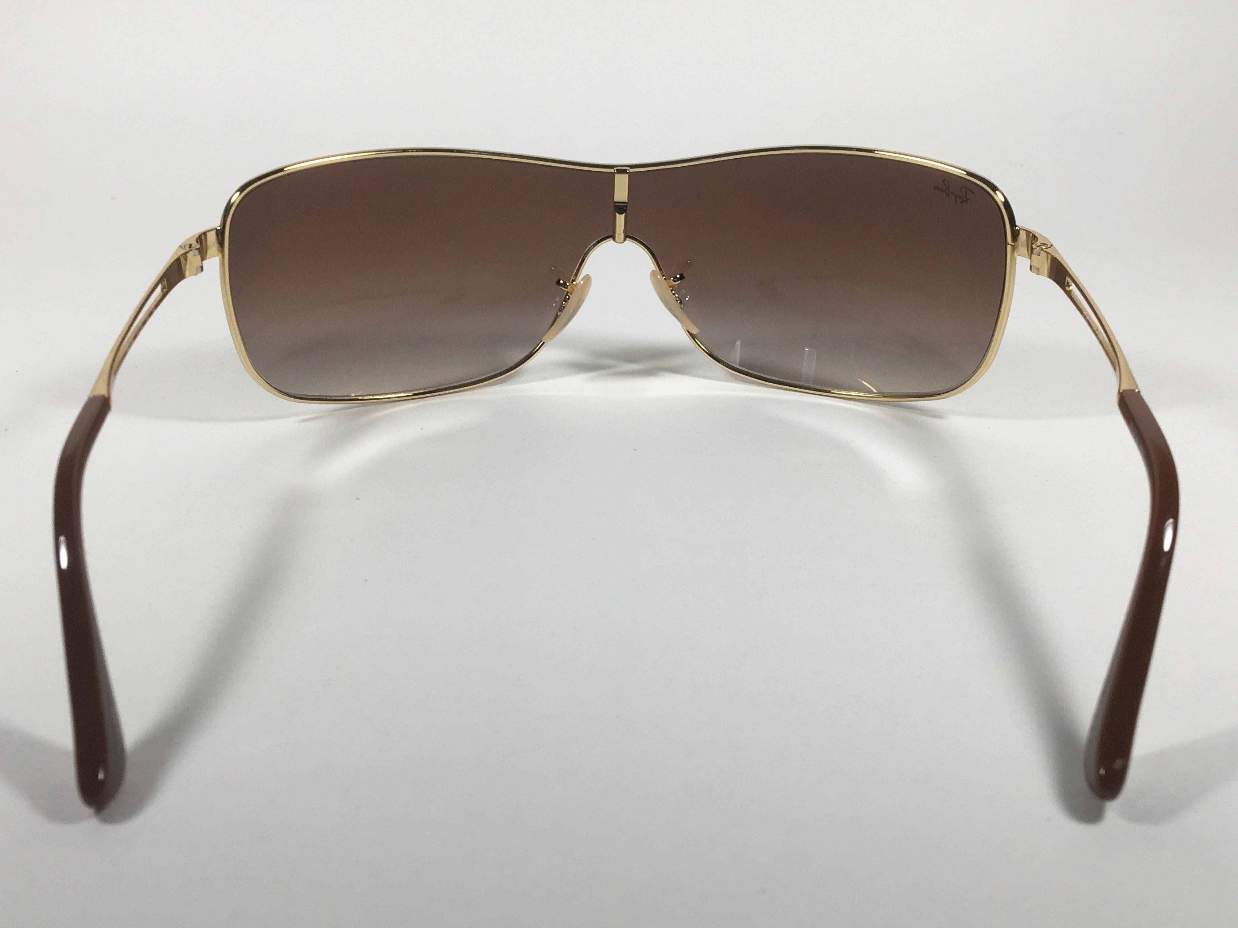 Ray Ban RB3466 001 13 Shield Sunglasses Gold Metal Frame Brown