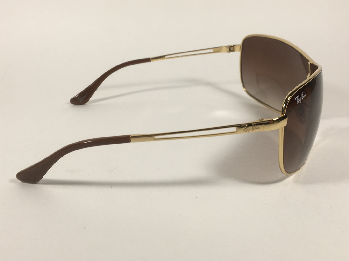 Ray-Ban RB3466 001/13 Shield Sunglasses Gold Metal Frame Brown Gradient Lens - Sunglasses