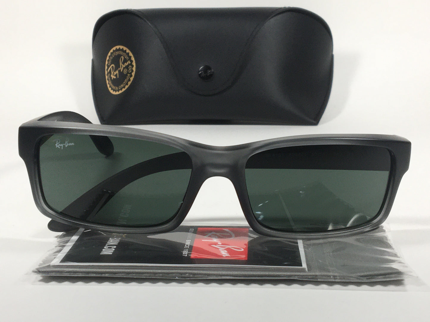 Ray-Ban Active Rectangle Sunglasses Gray Gradient Nylon Frame Green Lens RB4151 893/71 - Sunglasses