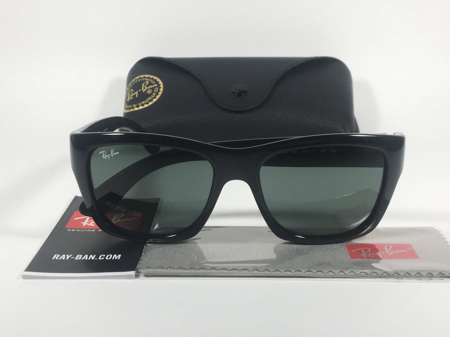 Ray-Ban HighStreet Wayfarer Sunglasses Black Gloss Square Frame Green Lens RB4194 601 - Sunglasses