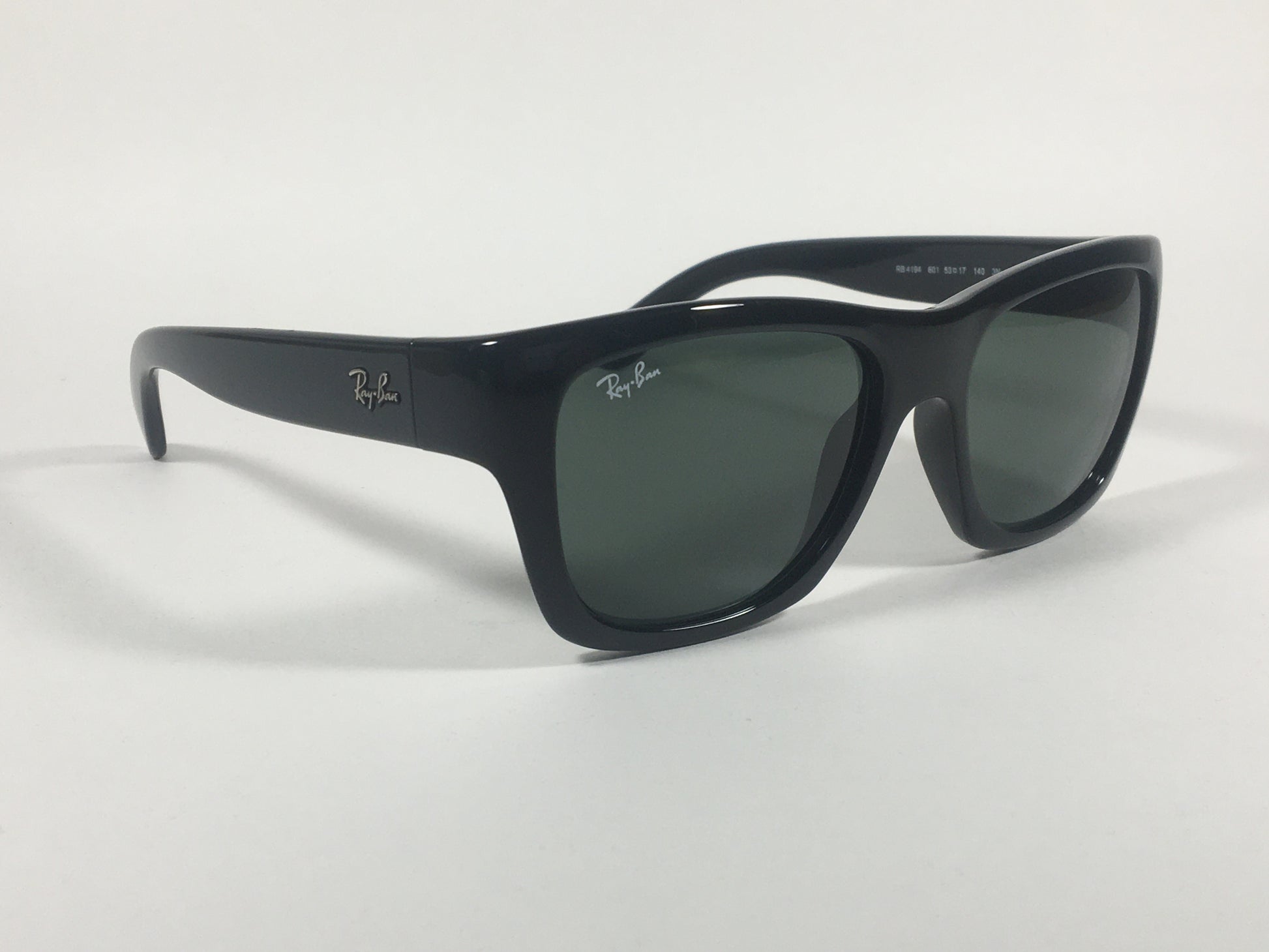 Ray-Ban HighStreet Wayfarer Sunglasses Black Gloss Square Frame Green Lens RB4194 601 - Sunglasses