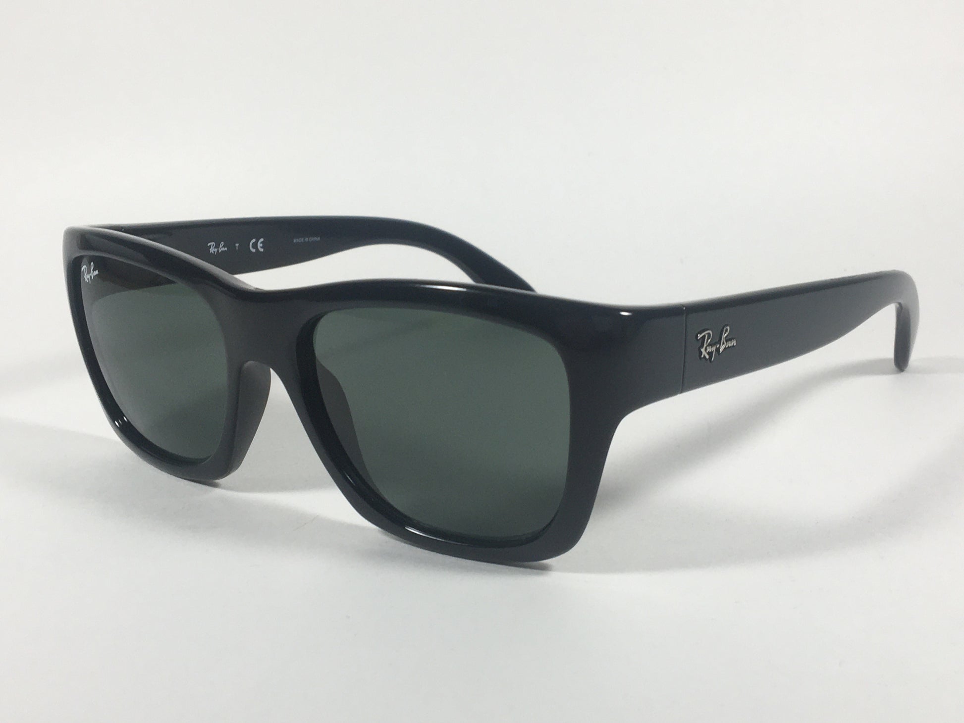 Ray-Ban HighStreet Wayfarer Sunglasses Black Gloss Square Frame Green Lens RB4194 601 - Sunglasses