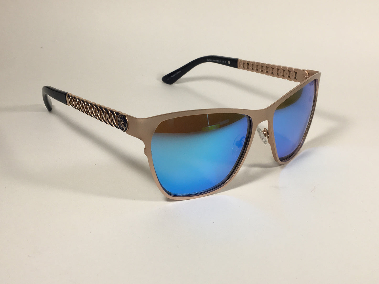 Guess Square Sunglasses GU7403 29X Matte Rose Gold Blue Mirror Lens - Sunglasses