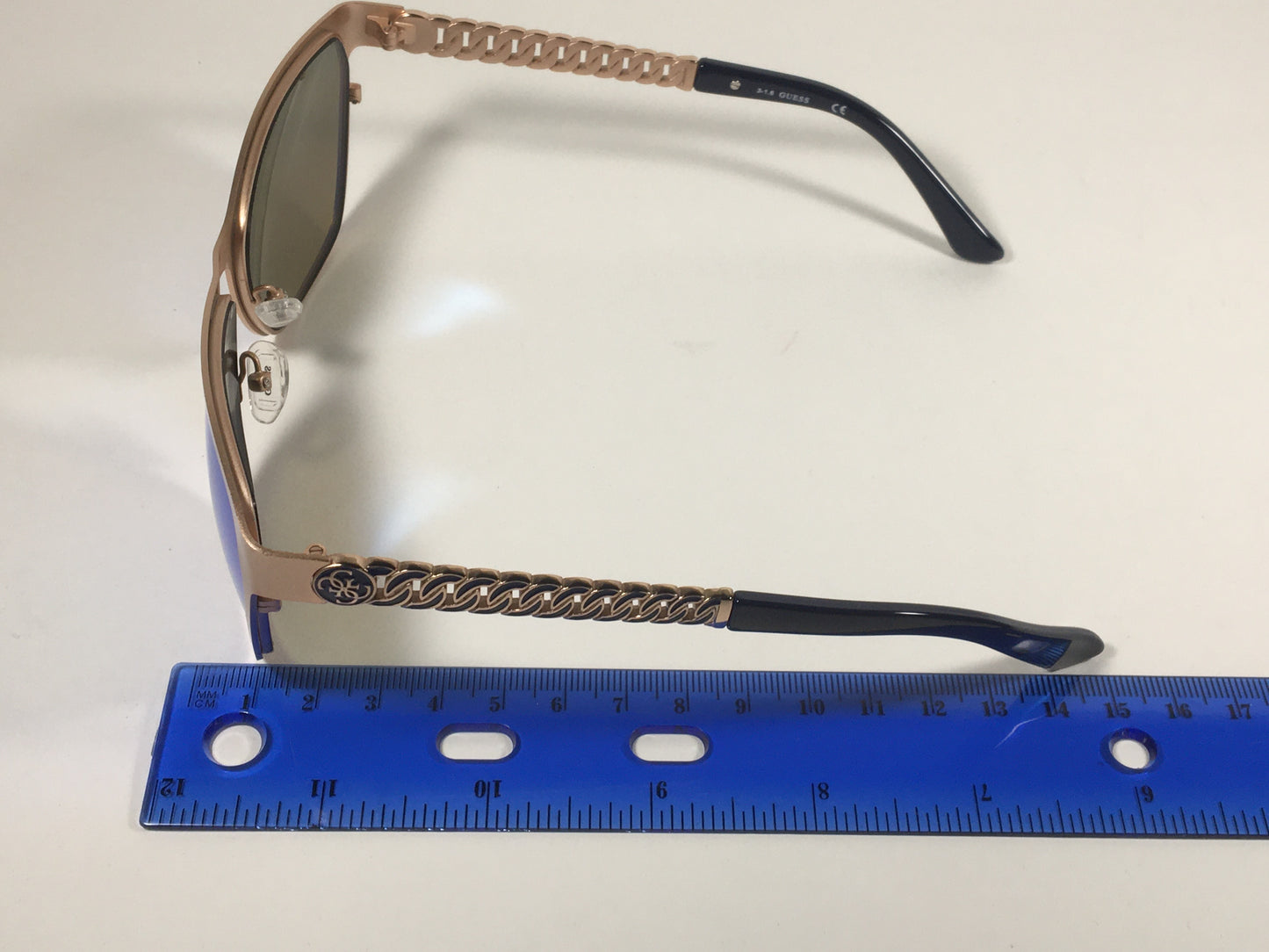 Guess Square Sunglasses GU7403 29X Matte Rose Gold Blue Mirror Lens - Sunglasses