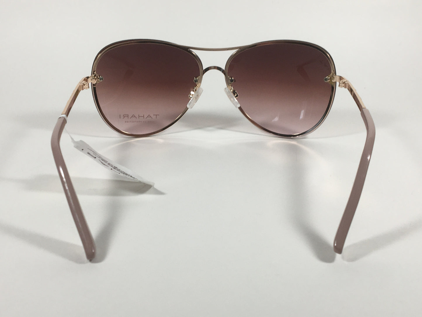 Tahari Rimless Aviator Sunglasses Rose Gold Nude Brown Gradient Lens TH651 GLDND - Sunglasses