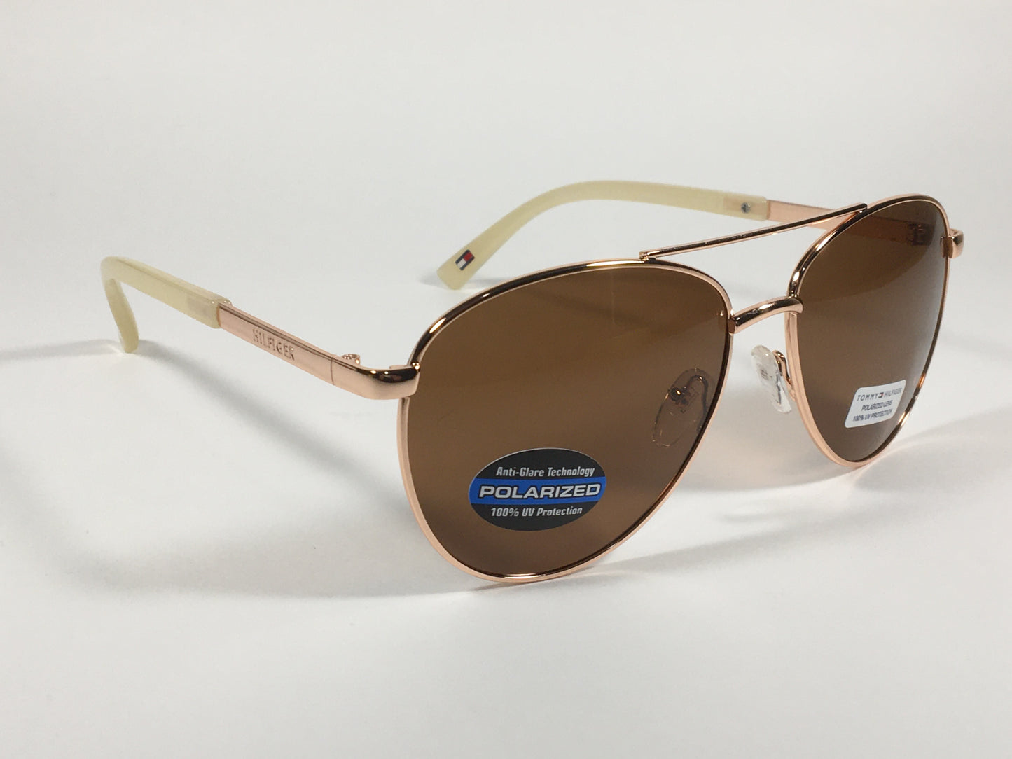 Tommy Hilfiger Lindsay Polarized Aviator Sunglasses Copper Tone Frame Brown Copper Lens LINDSAY WM OL275P - Sunglasses