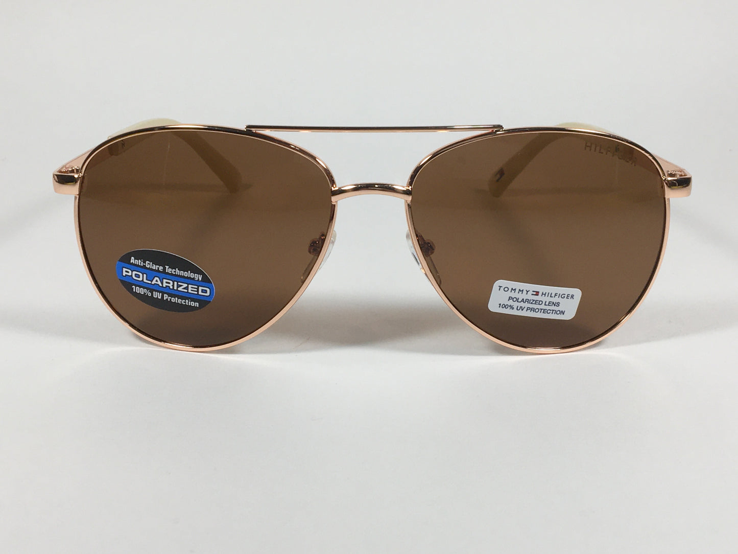 Tommy Hilfiger Lindsay Polarized Aviator Sunglasses Copper Tone Frame Brown Copper Lens LINDSAY WM OL275P - Sunglasses