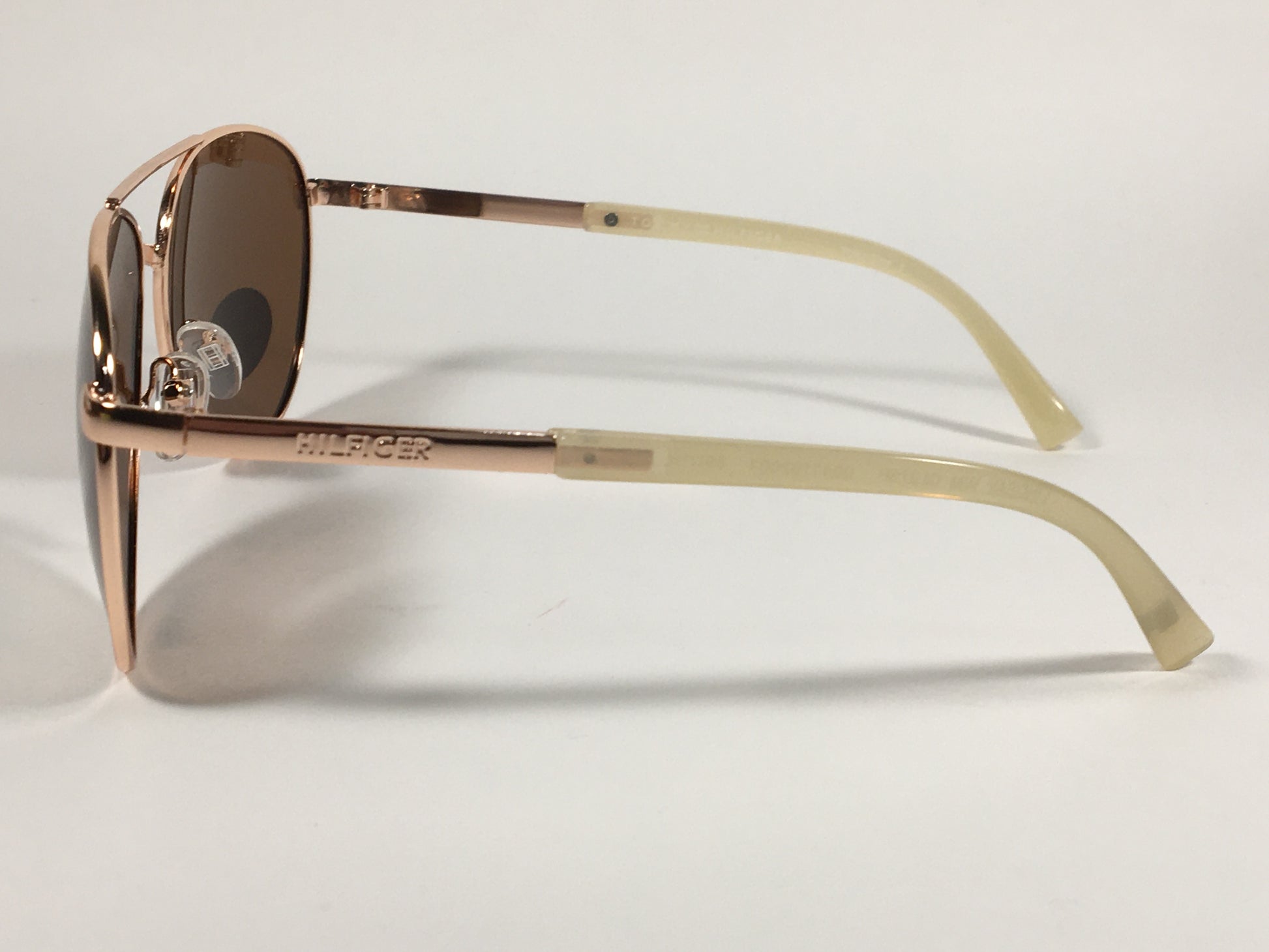 Tommy Hilfiger Lindsay Polarized Aviator Sunglasses Copper Tone Frame Brown Copper Lens LINDSAY WM OL275P - Sunglasses