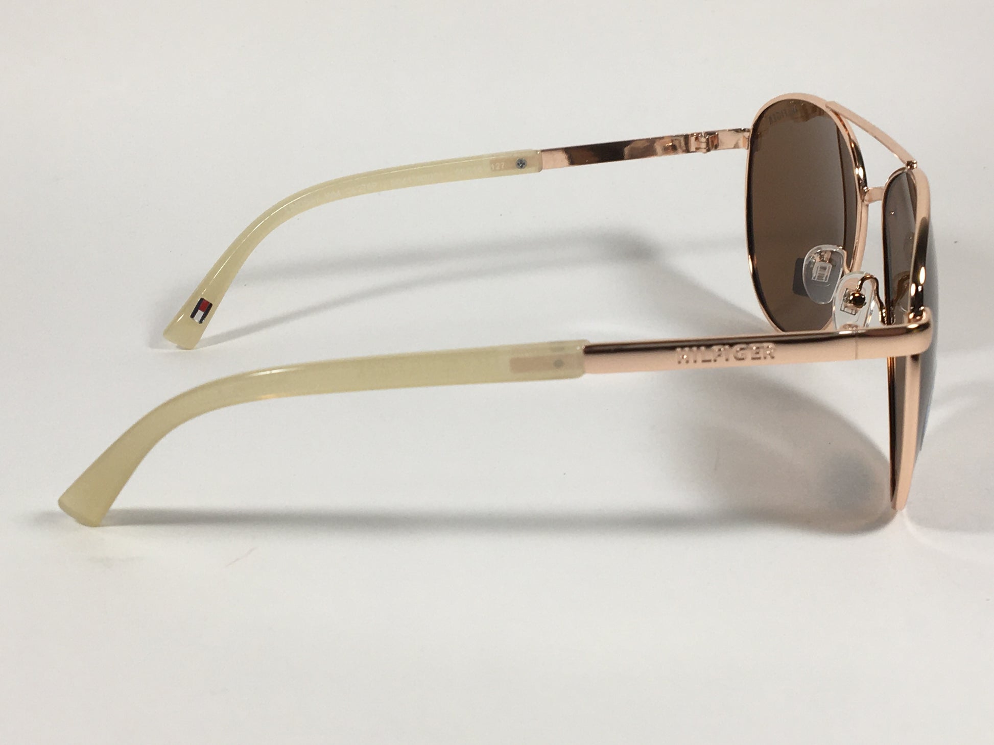 Tommy Hilfiger Lindsay Polarized Aviator Sunglasses Copper Tone Frame Brown Copper Lens LINDSAY WM OL275P - Sunglasses