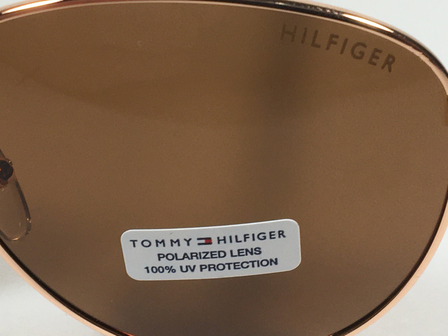 Tommy Hilfiger Lindsay Polarized Aviator Sunglasses Copper Tone Frame Brown Copper Lens LINDSAY WM OL275P - Sunglasses