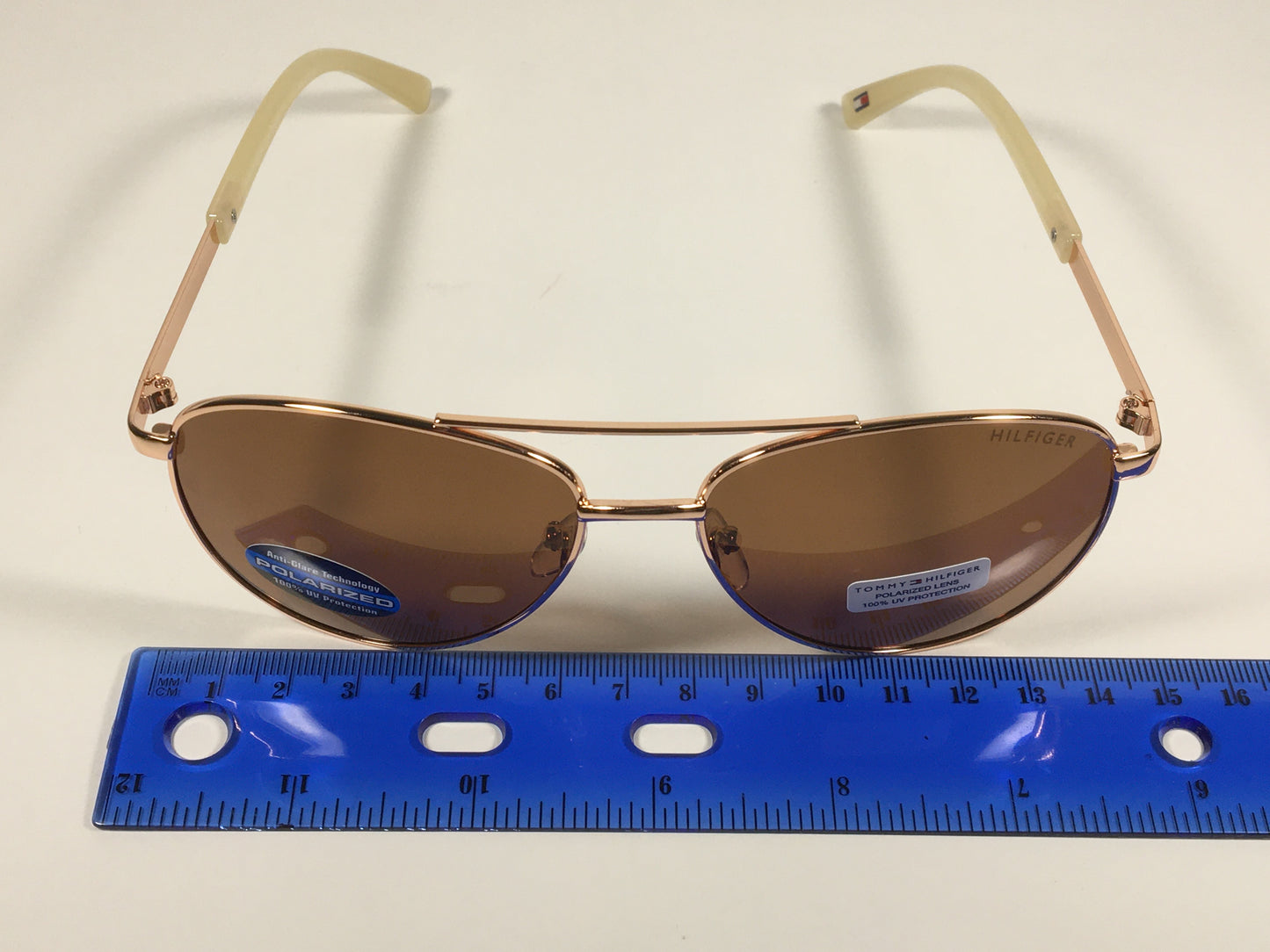 Tommy Hilfiger Lindsay Polarized Aviator Sunglasses Copper Tone Frame Brown Copper Lens LINDSAY WM OL275P - Sunglasses