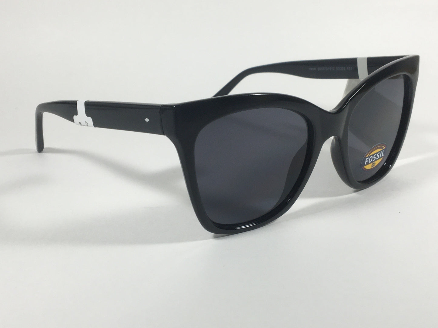 Fossil Large Square Sunglasses Black Gloss Frame Solid Gray Lens FW167 - Sunglasses