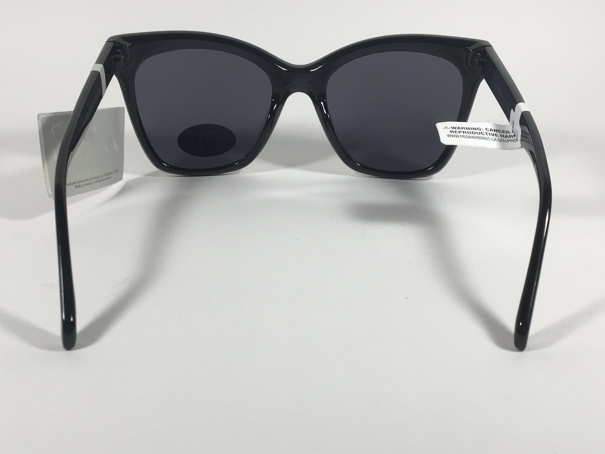 Fossil Large Square Sunglasses Black Gloss Frame Solid Gray Lens FW167 - Sunglasses