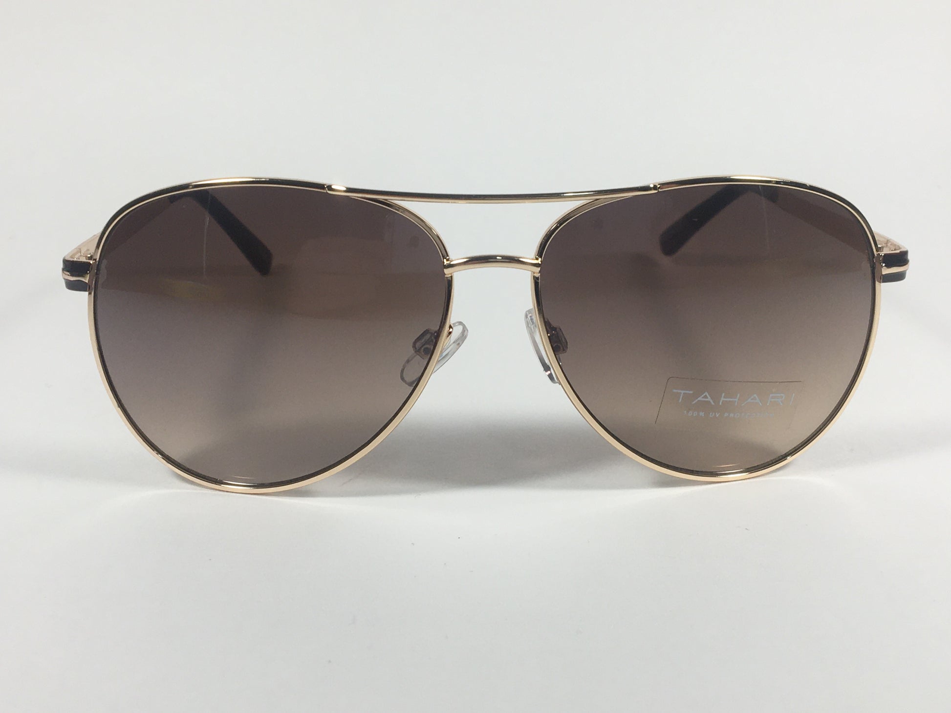 Tahari Aviator Sunglasses Brown And Gold Metal Brown Gradient Lens TH752 GLDBN - Sunglasses