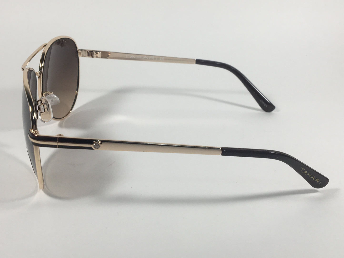 Tahari Aviator Sunglasses Brown And Gold Metal Brown Gradient Lens TH752 GLDBN - Sunglasses