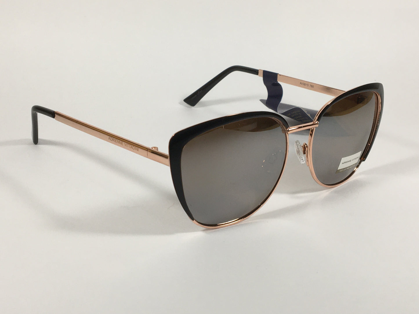 Adrienne Vittadini Cat Eye Sunglasses Rose Gold Frame Silver Mirror Lens AV3022 - Sunglasses