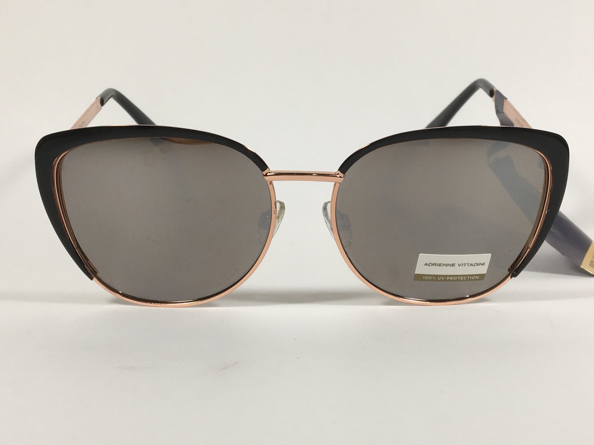 Adrienne Vittadini Cat Eye Sunglasses Rose Gold Frame Silver Mirror Lens AV3022 - Sunglasses