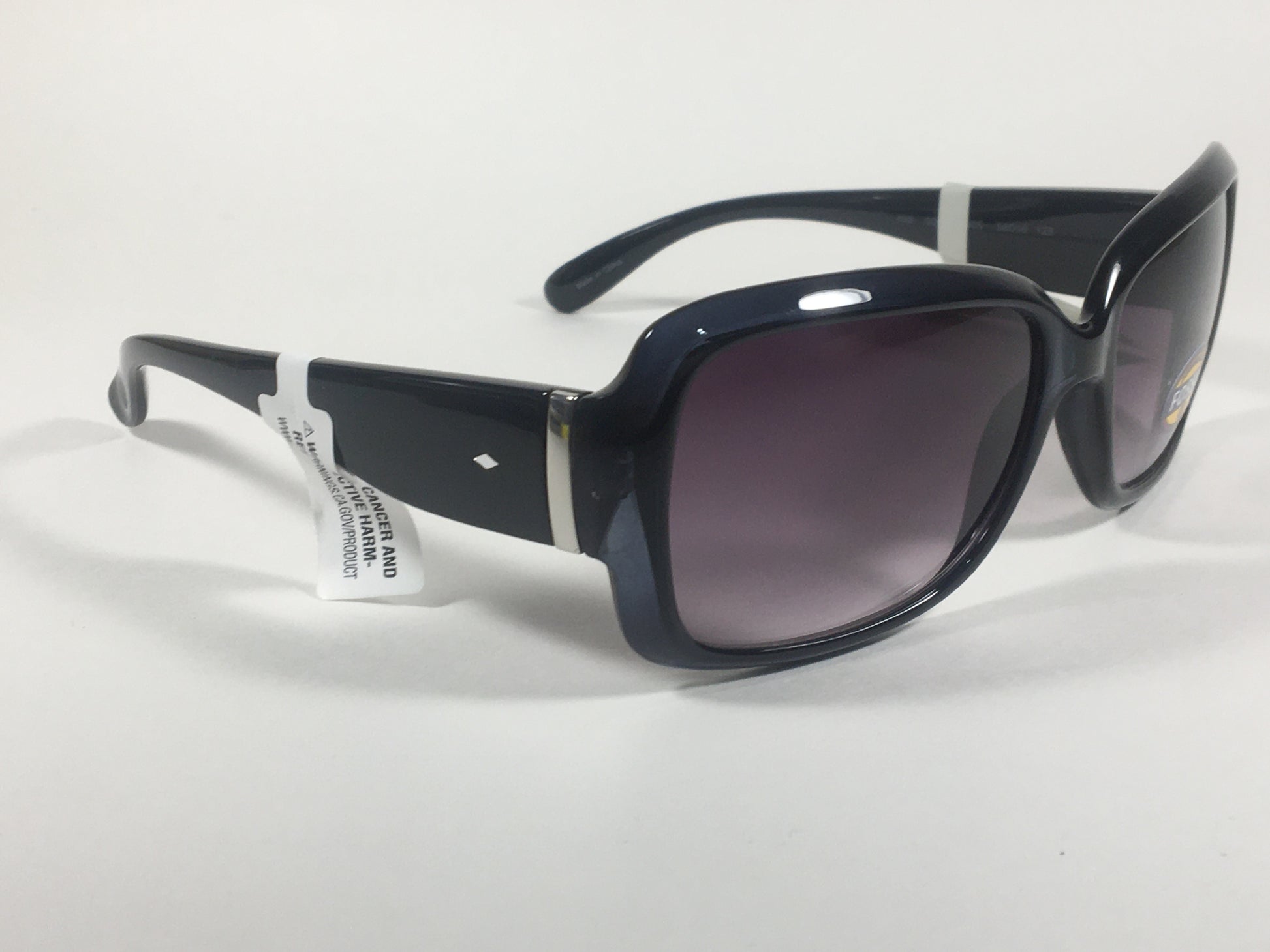 Fossil Oval Wrap Sunglasses FW2 Dark Blue Green Face Black Frame Smoke Gray Gradient Lens - Sunglasses