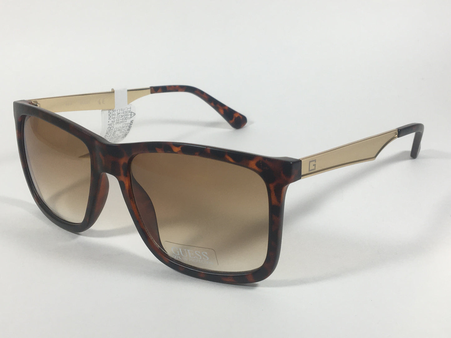 Guess Rectangular Sunglasses Gold Brown Tortoise Brown Gradient GF0171 52F - Sunglasses