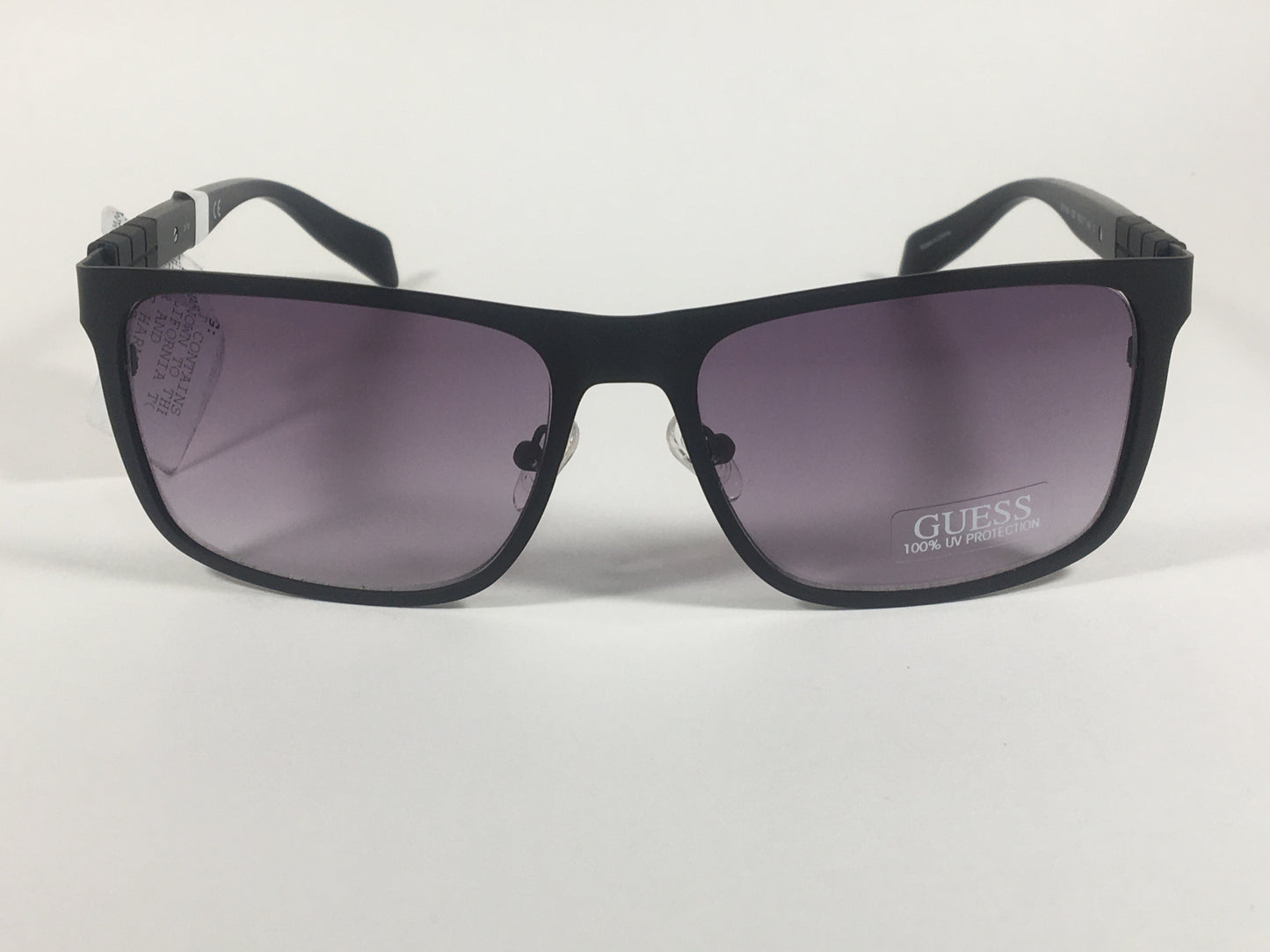 Guess Rectangular Sunglasses Matte Black Frame Smoke Gradient Lens GF0169 02B - Sunglasses