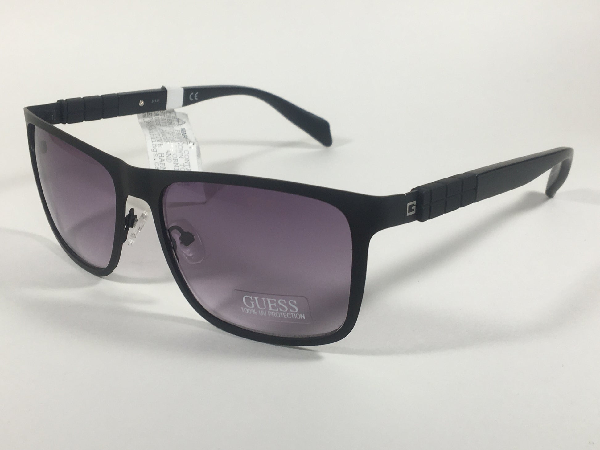 Guess Rectangular Sunglasses Matte Black Frame Smoke Gradient Lens GF0169 02B - Sunglasses