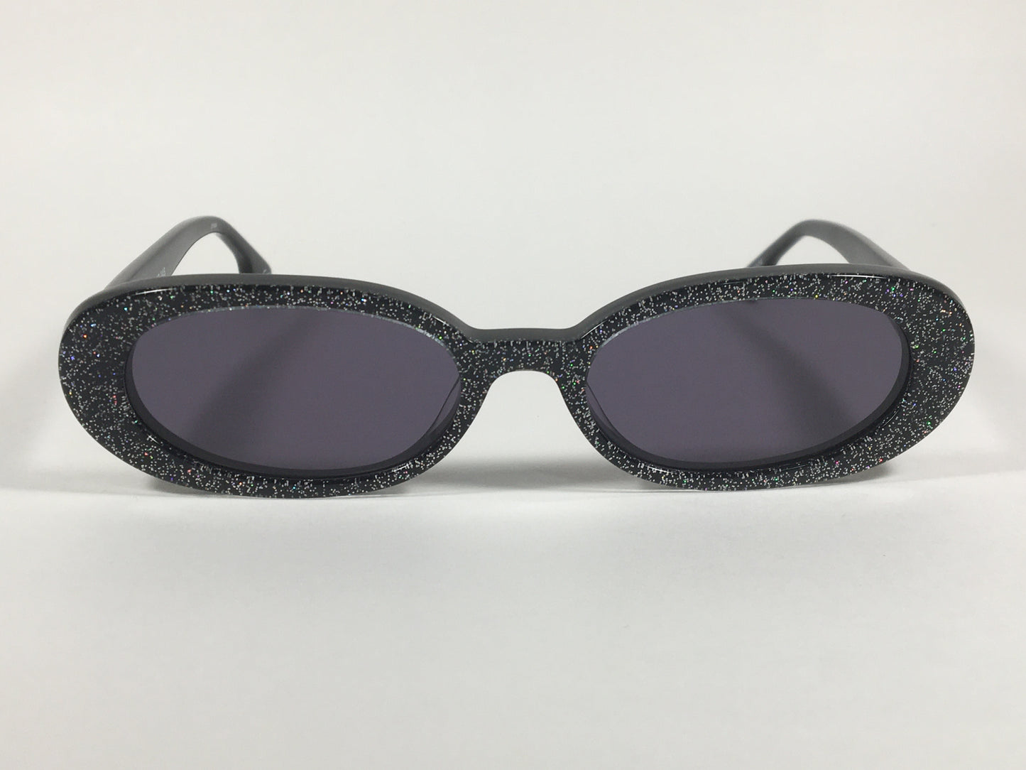 Le Specs Luxe Outcast X Nap Flat Oval Sunglasses Black Glitter Gray Lens LSL1823851 - Sunglasses