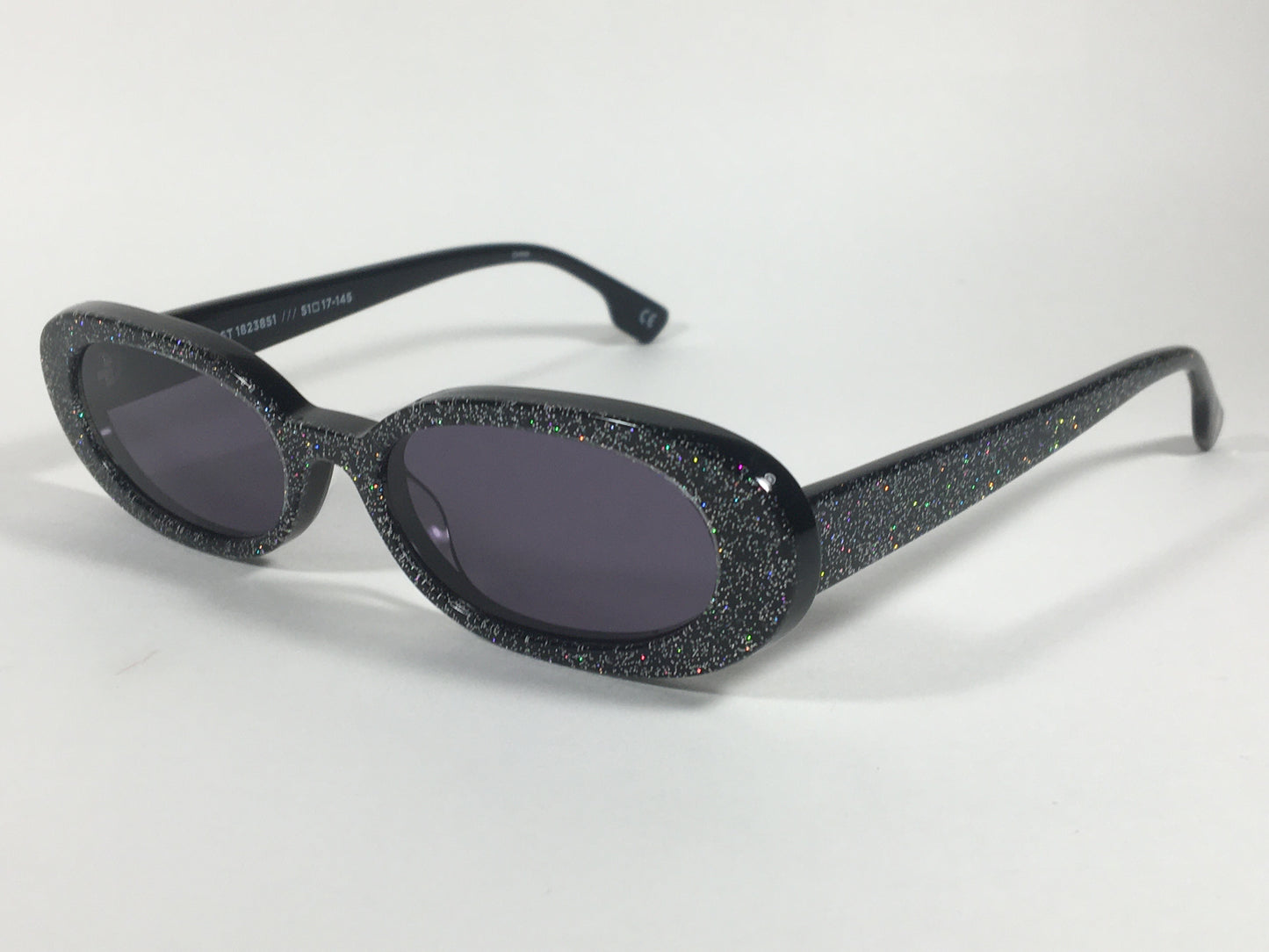 Le Specs Luxe Outcast X Nap Flat Oval Sunglasses Black Glitter Gray Lens LSL1823851 - Sunglasses