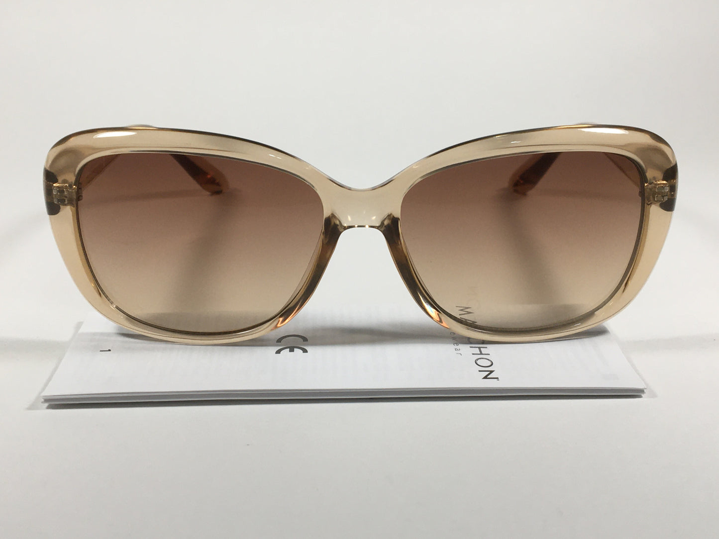 Calvin Klein Oval Sunglasses CK19541S 270 Light Brown Crystal Frame Brown Gradient Lens - Sunglasses