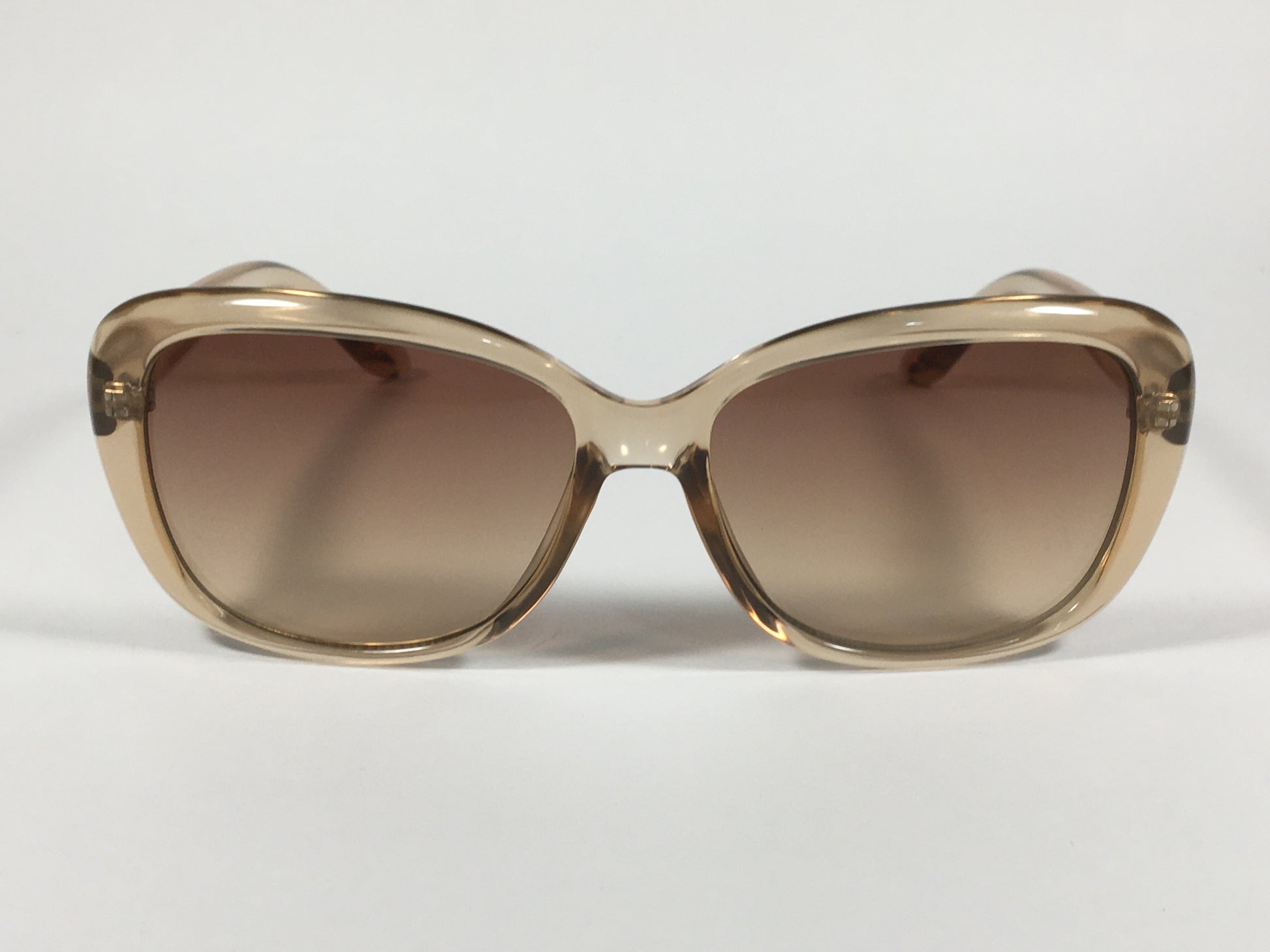 Calvin Klein Oval Sunglasses CK19541S 270 Light Brown Crystal Frame Brown Gradient Lens - Sunglasses