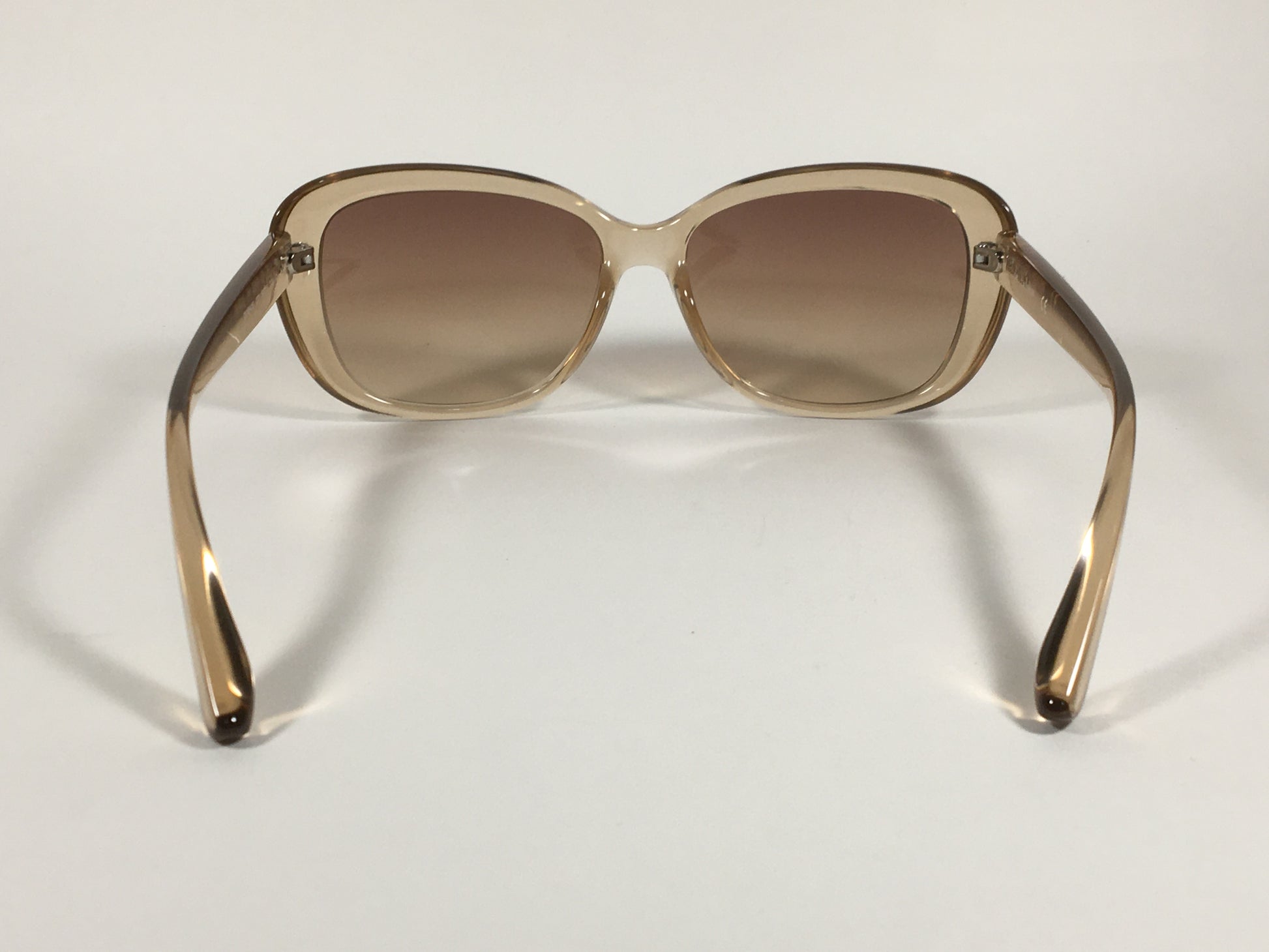 Calvin Klein Oval Sunglasses CK19541S 270 Light Brown Crystal Frame Brown Gradient Lens - Sunglasses