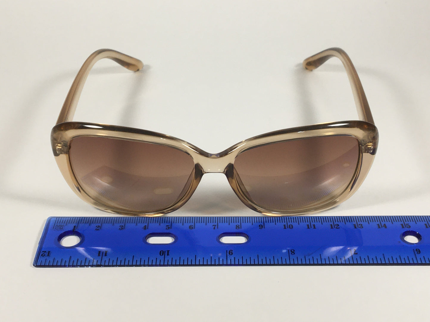 Calvin Klein Oval Sunglasses CK19541S 270 Light Brown Crystal Frame Brown Gradient Lens - Sunglasses