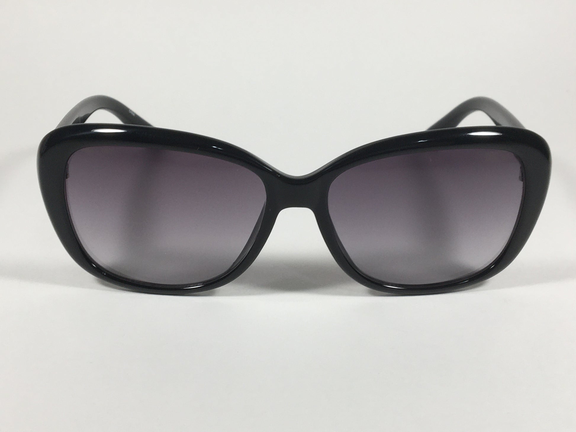 Calvin Klein Oval Sunglasses CK19541S 001 Black Gloss Frame Gray Smoke Gradient Lens - Sunglasses