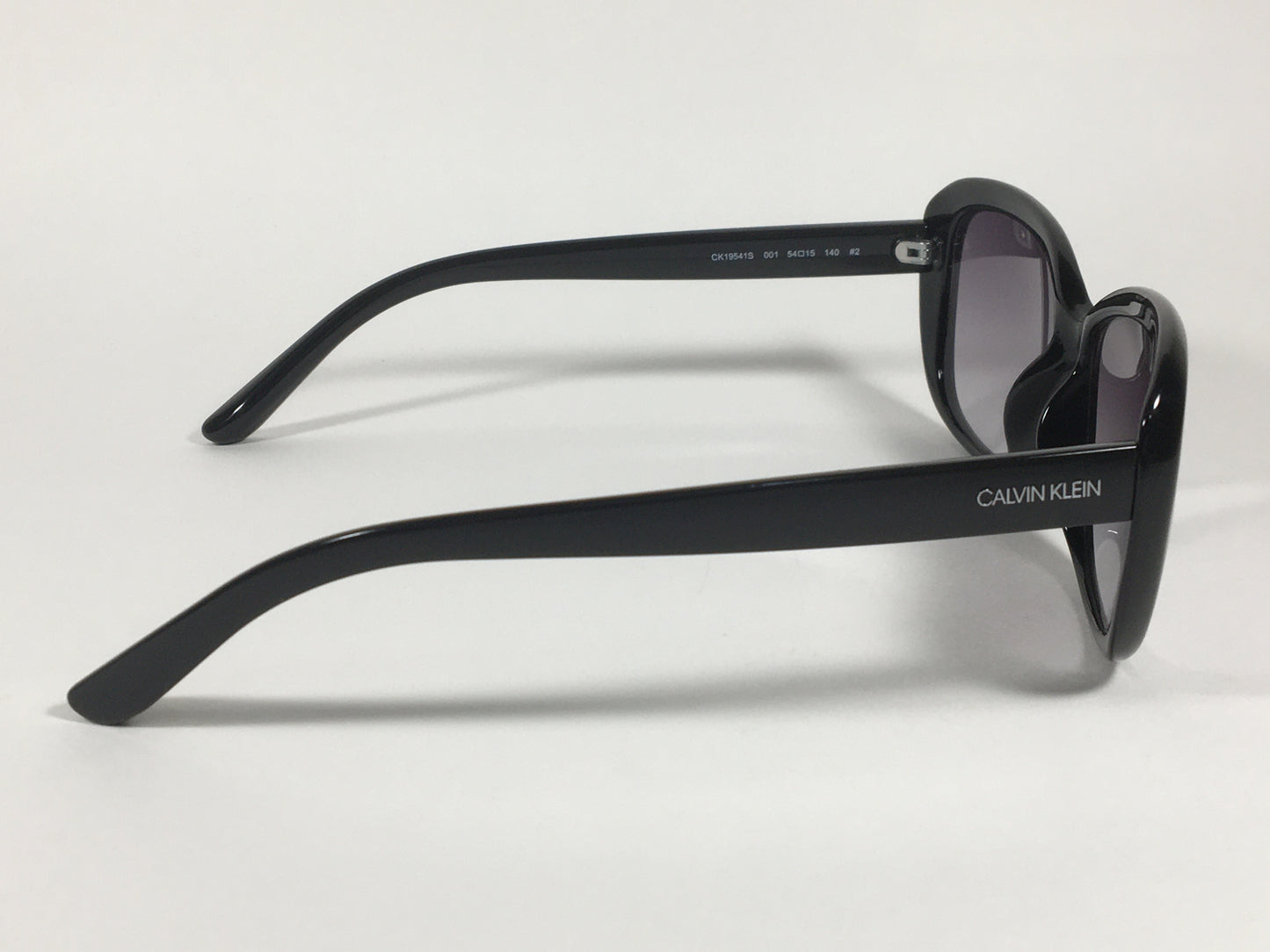 Calvin Klein Oval Sunglasses CK19541S 001 Black Gloss Frame Gray Smoke Gradient Lens - Sunglasses