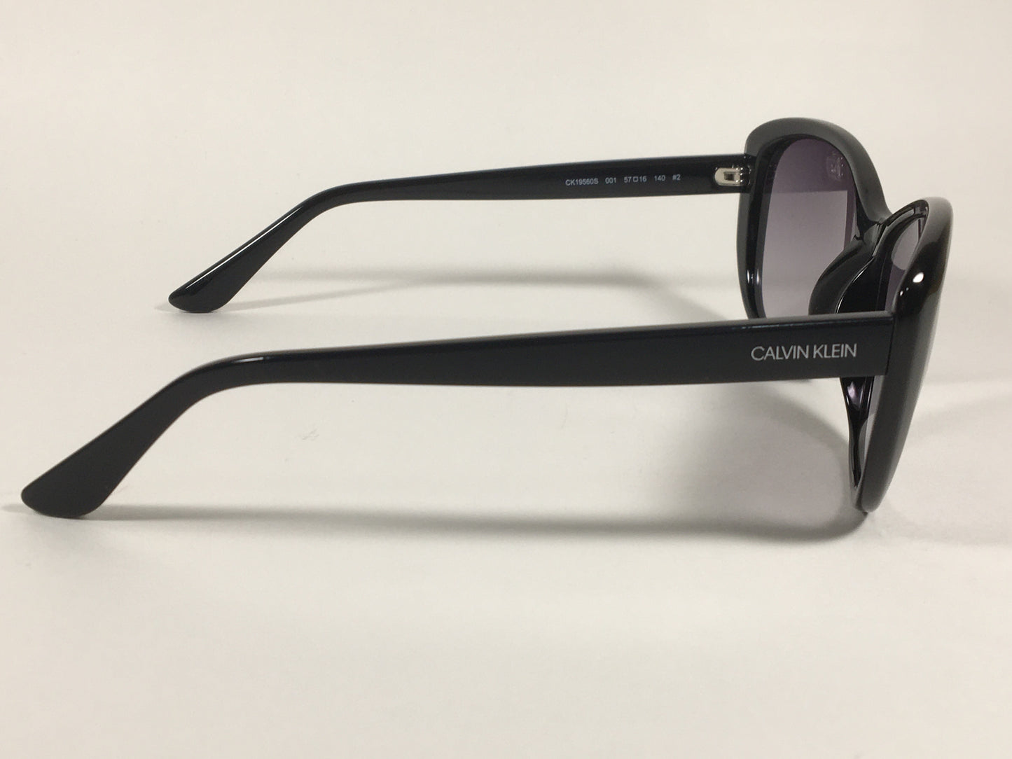 Calvin Klein Cat Eye Sunglasses CK19560S 001 Black Gloss Frame Gray Gradient Lens - Sunglasses