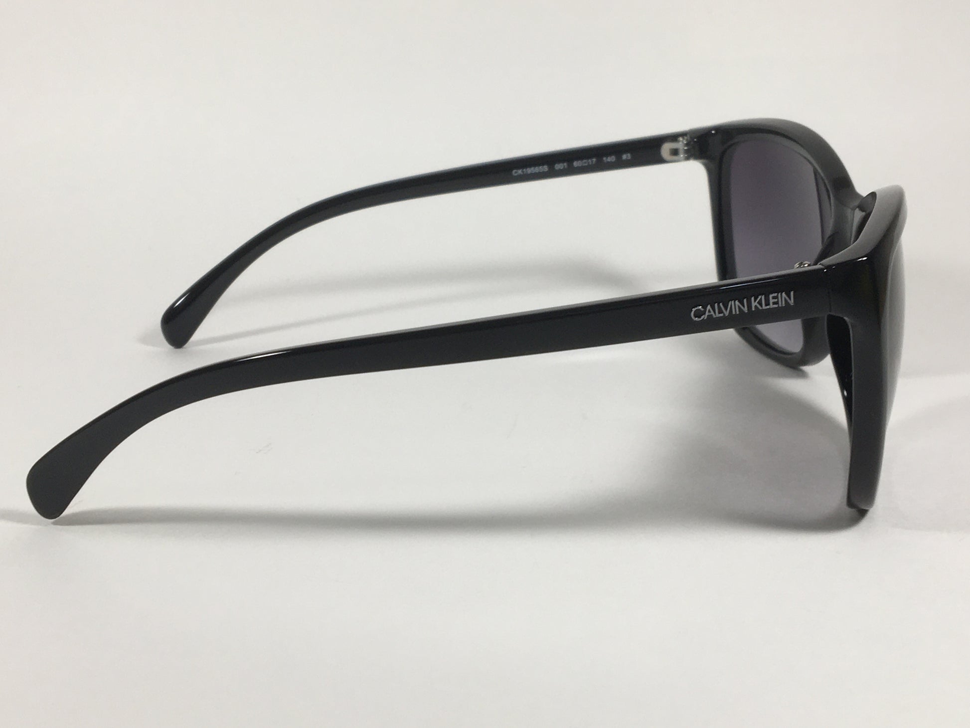 Calvin Klein Cat Eye Sunglasses CK19565S 001 Black Gloss Smoke Gradient Lens - Sunglasses