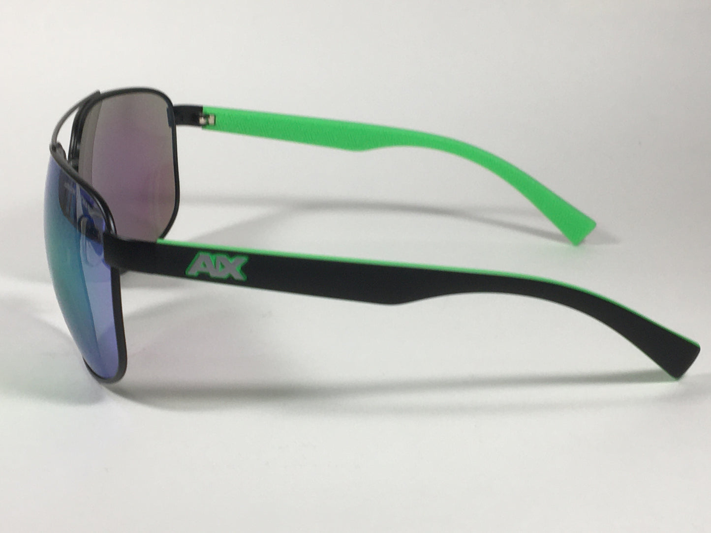 Authentic Armani Exchange Aviator Sunglasses Black Green With Green Flash Lens AX2026S 60633R - Sunglasses