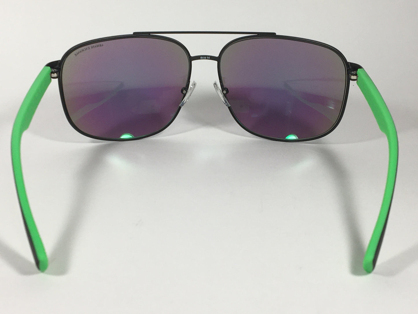 Authentic Armani Exchange Aviator Sunglasses Black Green With Green Flash Lens AX2026S 60633R - Sunglasses