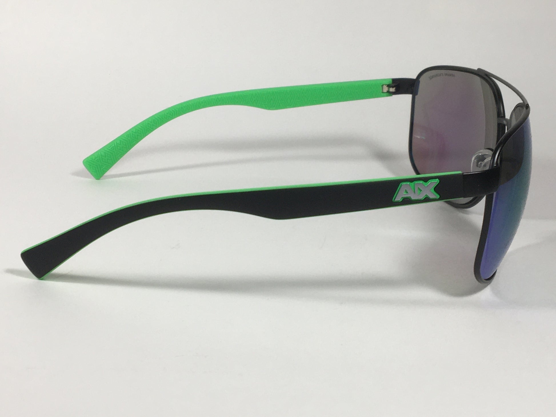 Authentic Armani Exchange Aviator Sunglasses Black Green With Green Flash Lens AX2026S 60633R - Sunglasses