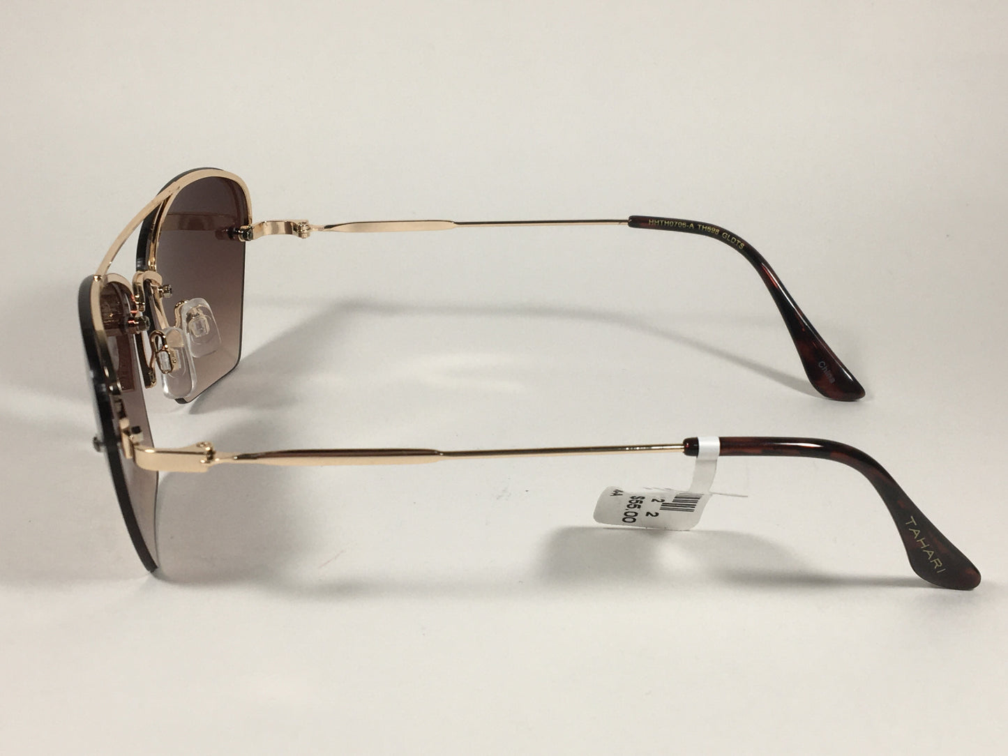 Tahari Rimless Cat Eye Sunglasses Brown Tortoise And Gold Frame Brown Gradient Lens TH698 GLDTS - Sunglasses