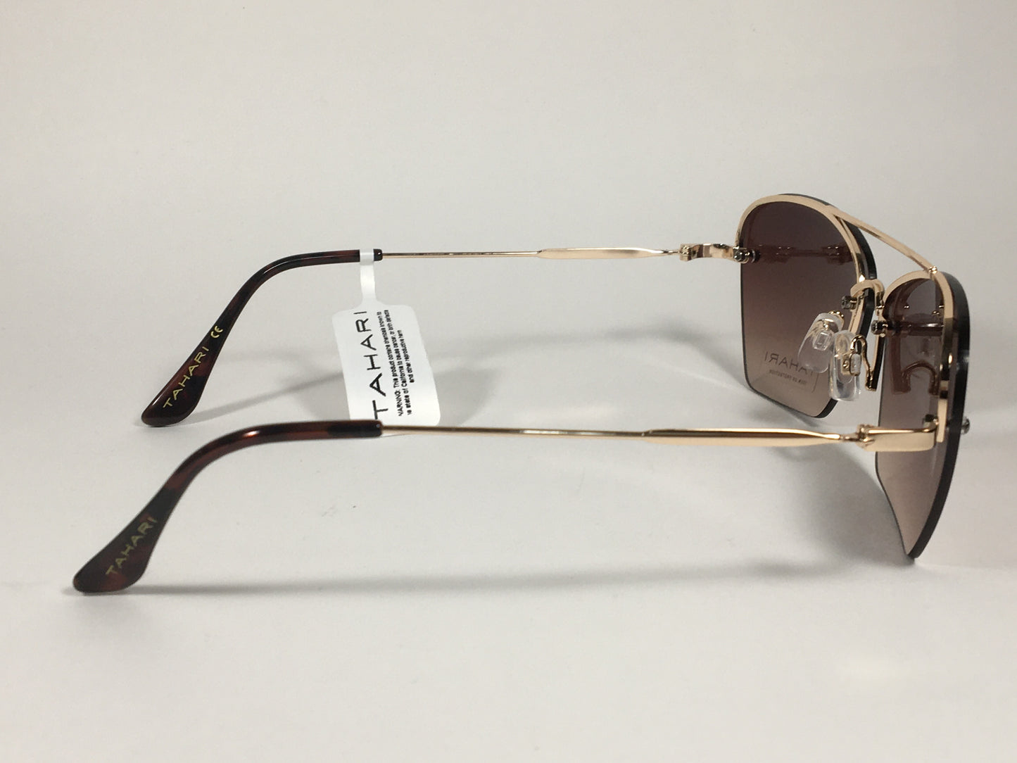 Tahari Rimless Cat Eye Sunglasses Brown Tortoise And Gold Frame Brown Gradient Lens TH698 GLDTS - Sunglasses