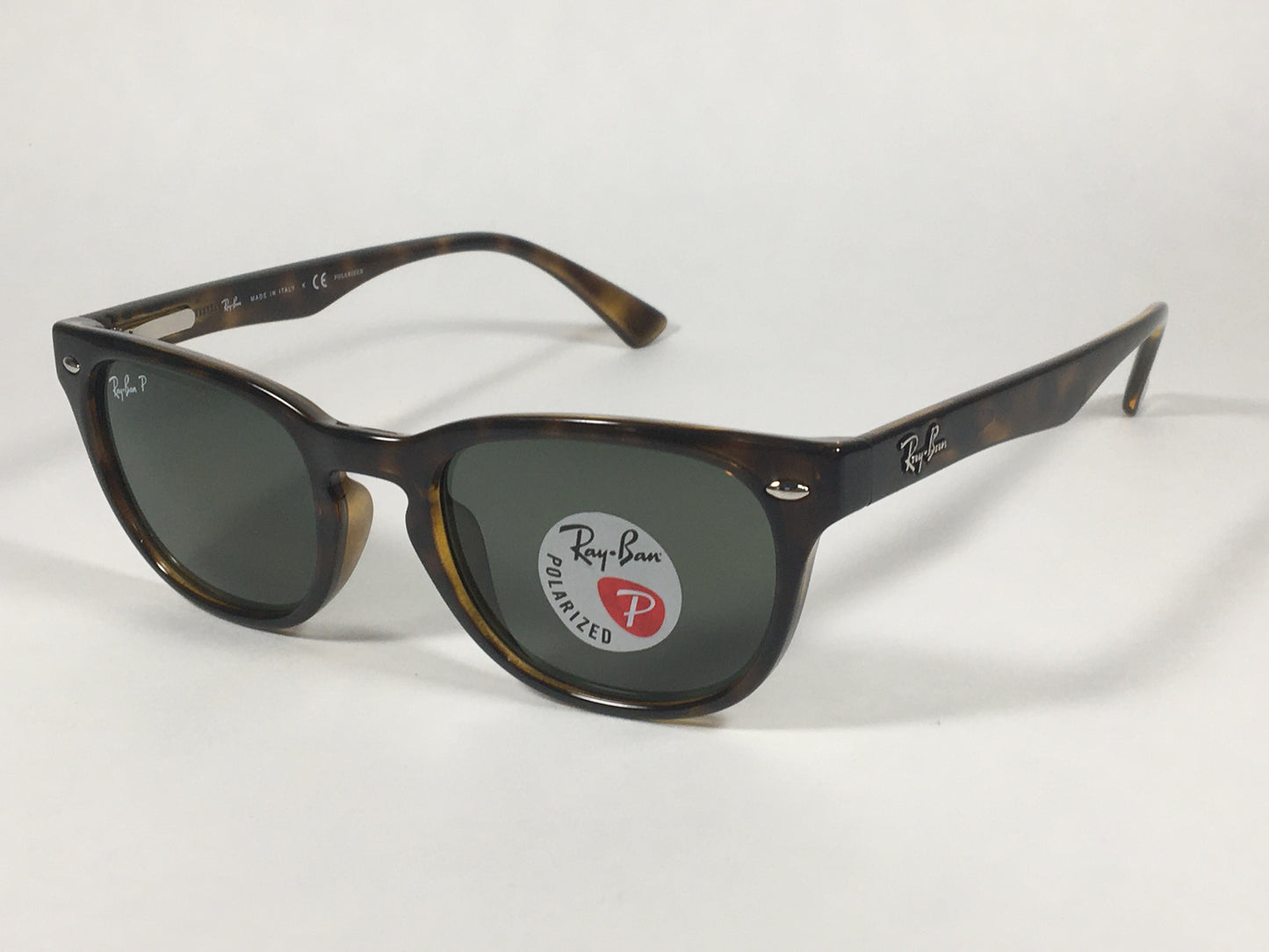 Ray-Ban Polarized Keyhole Sunglasses Brown Havana Frame Green Lenses RB4140 710/58 - Sunglasses