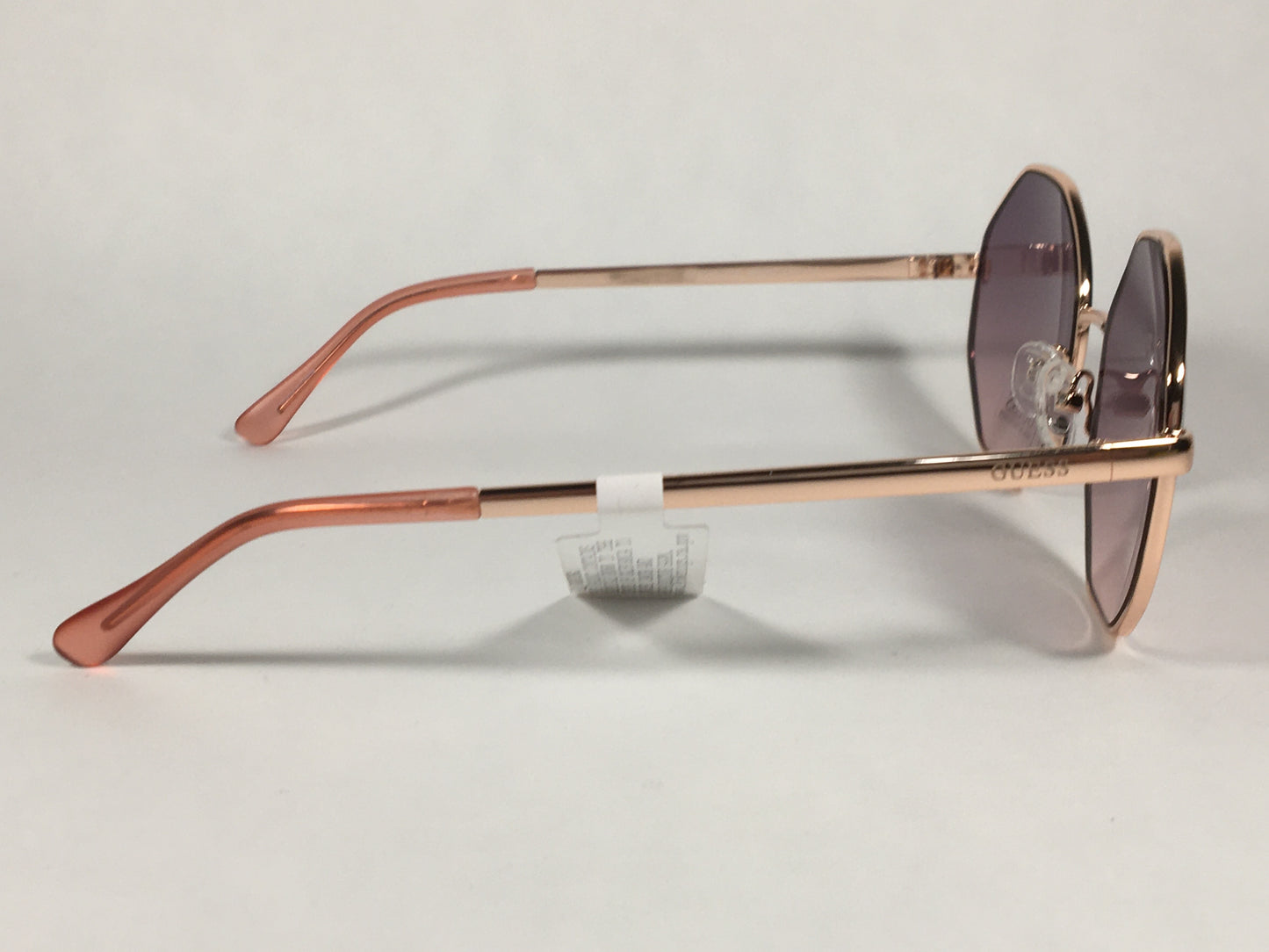 Guess Polygon Geometric Sunglasses Rose Gold Frame Pink Purple Gradient Lens GF0319 28F - Sunglasses