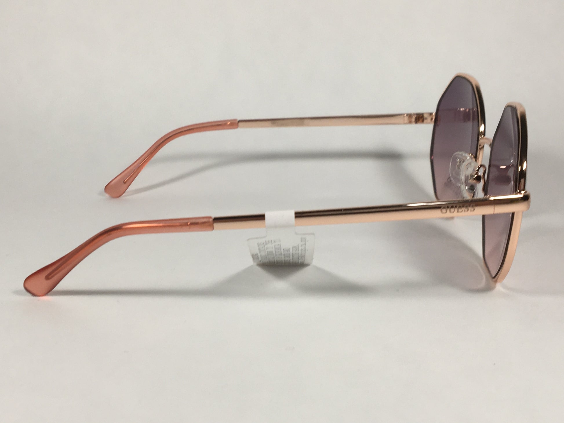 Guess Polygon Geometric Sunglasses Rose Gold Frame Pink Purple Gradient Lens GF0319 28F - Sunglasses