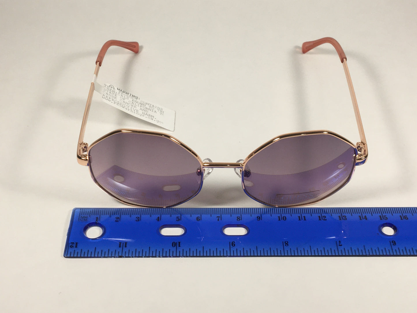 Guess Polygon Geometric Sunglasses Rose Gold Frame Pink Purple Gradient Lens GF0319 28F - Sunglasses